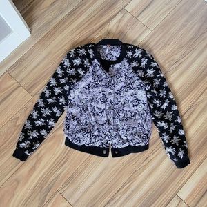 Free People Floral Lightweight Bomber Jacket in Lavender